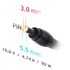 Akyga Avtomobilski napajalnik Akyga AK-ND-37 za prenosnik Samsung 19V 90W 5,5 x 3,0 mm + pin