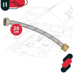 shumee Fleksibilen konektor 1/2” ženski-moški pleteni jekleni konektor 20 CM komplet 2 kosov