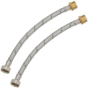 shumee Fleksibilen konektor 1/2” ženski-moški pleteni jekleni konektor 30 CM komplet 2 kosov