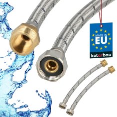 shumee Fleksibilen konektor 1/2” ženski-moški pleteni jekleni konektor 20 CM komplet 2 kosov