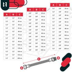 shumee Fleksibilen 3/8” žensko-moški priključek za pipe dolžine 80 cm