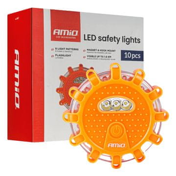 AMIO Komplet avtomobilskih zasilnih luči z LED bliskavico 12SMD + 3SMD 10 kosov amio-04672