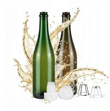 shumee Steklenica za šampanjec, jabolčnik, vino, pivo 750 ml z 2 barvama plastičnim zamaškom