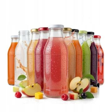 shumee 10x steklenice za sok Kubuś 500 ml steklena steklenica za sok + pokrovčki Ø43 0,5 l