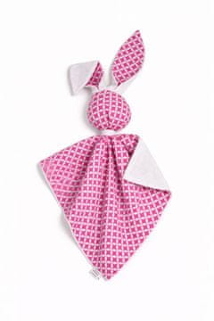 Bobono Plišasta igrača DOUDOU Zajček, dvostranska bombažna in minky - Mini rozeta roza - bela