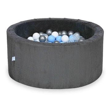 shumee Suhi bazen 90x40 Corduroy Graphite 300 kroglic: prozorna, bela, srebrna, svetlo modra