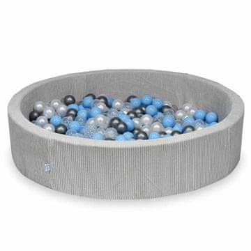 shumee Suhi bazen 130x30 Corduroy Gray 600 kroglic: prozorna, biserna, srebrna, svetlo modra