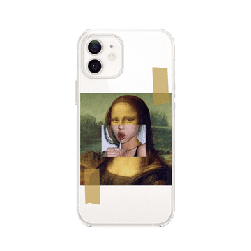 shumee Ovitek za iPhone 12 Mini, prozoren, fleksibilen silikonski ovitek, Mona Lisa z liziko