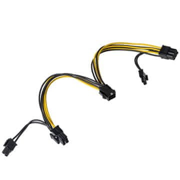 Akyga Adapter PCI-E 6-pinski na 2x PCI-E 6+2-pinski Akyga AK-CA-55 napajalni kabel M/F 15cm