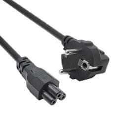 Akyga 3-pinski napajalni kabel za prenosnik Akyga AK-NB-08C, deteljica, IEC C5 CEE 7/7, 1 m