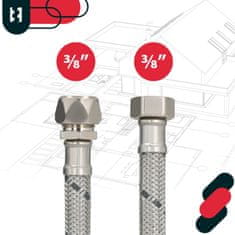 shumee Fleksibilen konektor 3/8” pletenica iz nerjavečega jekla za vpenjalne sisteme 120 CM