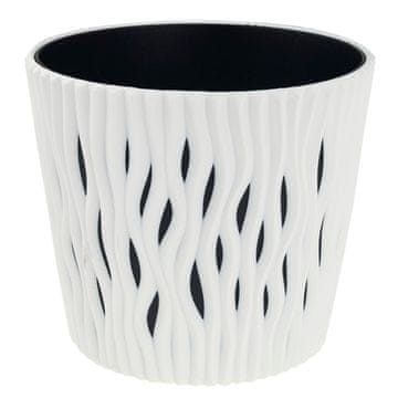 TOP GIFT DSR260-S449 bel okrogel cvetlični lonček z okrasnim vložkom, velik bel, pokrov 7,9 l