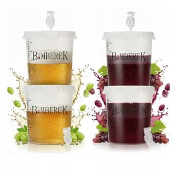 shumee Komplet 4 fermentacijskih posod 33l s cevjo, brezbarvno vedro ZA vino in pivo