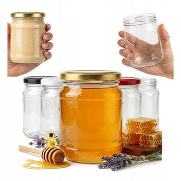 shumee 24x 450ml stekleni kozarec za marmelado, med, konzerve z navojnim pokrovom Fi82
