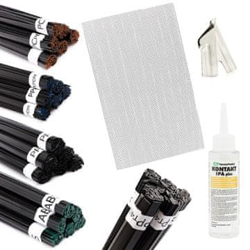 shumee Začetni komplet za varjenje plastike (0,5 kg spajkalnika, mrežica, šoba, IPA 100 ml)