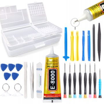 shumee Komplet orodij za popravilo GSM kartic 25 v 1 + dvojna škatla + lepilo E-8000 110 ml
