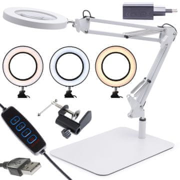 shumee Kozmetična pisarniška svetilka z LED USB podnožjem 12W + adapter + namizni nosilec 1