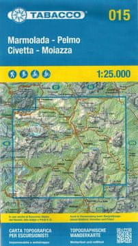 shumee Marmolada, Pelmo, Civetta, Moiazza 1:25.000. Vodoodporna turistična karta 015. Tobak