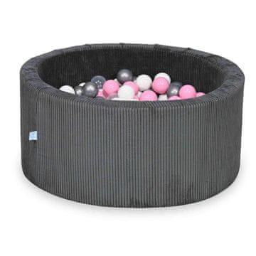 shumee Suhi bazen 90x40 Corduroy Graphite 300 kroglic: prozorne, biserne, kovinsko-grafitne