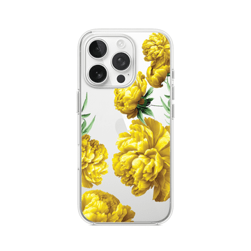 shumee Ovitek za iPhone 14 Pro Max, prozoren, fleksibilen silikonski ovitek, rumeni peonies