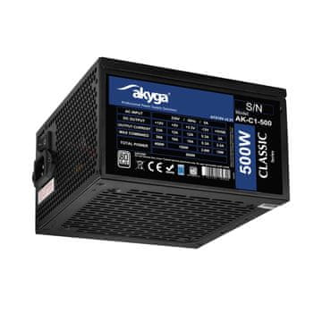 Akyga ATX 500W napajalnik APFC filter Akyga AK-C1-500 certificiran 80 plus 12cm ventilator