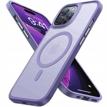 shumee Mat magnetni ovitek MagSafe za Apple iPhone 15 PRO + steklena podloga JF03_VIJOLIČNA