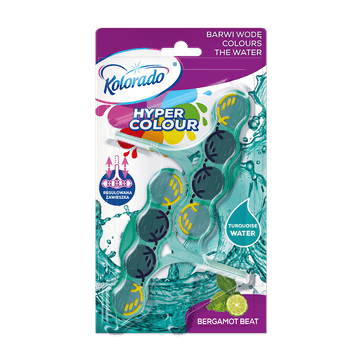 Kolorado Obešalnik za stranišče Kolorado Hyper Colour Turquoise z vonjem bergamotke 2 x 45 g