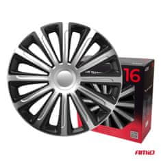 AMIO 4-delni komplet avtomobilskih pokrovov koles Trend črno-srebrne barve 16" palca BOX