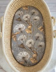 MY SWEET BABY Bombažna rjuha za Boho Moses Basket, voziček Gondola, 75x35 cm - Dandelions on Gray
