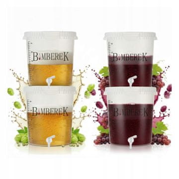 shumee Komplet 4 fermentacijskih posod 33 litrov s pipo, brezbarvno vedro za vino in pivo
