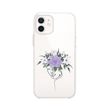 shumee Ovitek za iPhone 12 Mini, prozoren, fleksibilen silikonski ovitek, ženska z rožami