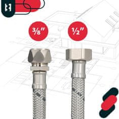 shumee Fleksibilen priključek iz nerjavečega jekla 3/8” 1/2” za vpenjalne sisteme 100 CM