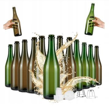 shumee 30x steklenic za šampanjec, jabolčnik, vino 750 ml z barvnimi plastičnimi zamaški