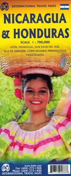 shumee Nikaragva in Honduras 1:700.000. Vodoodporen cestni in turistični zemljevid. itmb