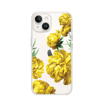 shumee Ovitek za iPhone 13 Mini, prozoren, fleksibilen silikonski ovitek, rumeni peonies