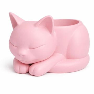 shumee Dekorativni pokrov za cvetlični lonček Sleeping Cat za sukulente in kaktuse, roza