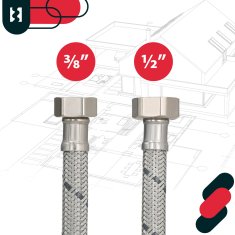 Fleksibilen priključek iz nerjavečega jekla 3/8” 1/2” za pipe 40 CM