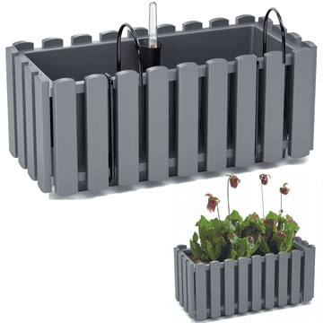 TOP GIFT DDEF400W-405U balkonski cvetlični lonček 38 cm z ročaji siv merilnik vlage kamen