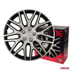 AMIO 4-delni komplet okrasnih pokrovov za avto Dakar črno-srebrne barve 16" palca BOX