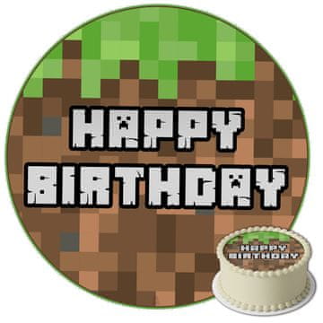 shumee Minecraft torta oblati 20 cm - veganska, brez glutena, okrogla, vnaprej narezana
