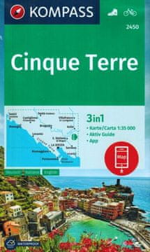 shumee Cinque Terre 1:35.000. Vodotesen turistični zemljevid 2450. Izdaja 2023. Kompass