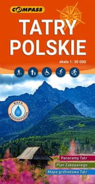 Compass Poljske Tatre 1:30.000. Plastificiran turistični zemljevid. Izdaja 2025. Kompas.