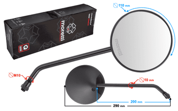 shumee Ogledala R+R (premer navoja 10 mm) za moped Ranger Classic - črna s homologacijo