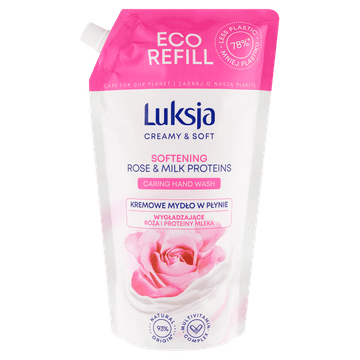 Luksja Luksja kremasto in mehko tekoče milo vrtnica in mlečni proteini, polnilo 900 ml