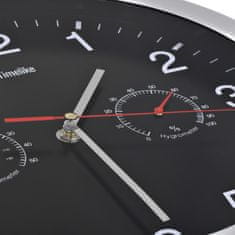 TOP GIFT Črna stenska ura EHC008K, merilnik vlažnosti, termometer, 3v1 esperanza EHC008K