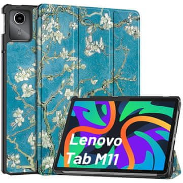 shumee Ovitek za tablični računalnik Lenovo Tab K11 / K11E 11” M11 10.95" TB330FU / TB330XU / TB331FC, ovitek za knjigo Alogy, cvetoči mandelj (van Gogh) + steklo + pisalo