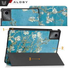 shumee Ovitek za tablični računalnik Lenovo Tab K11 / K11E 11” M11 10,95" TB330FU / TB330XU / TB331FC, ovitek za knjigo Alogy, cvetoče mandljevo drevo (van Gogh).