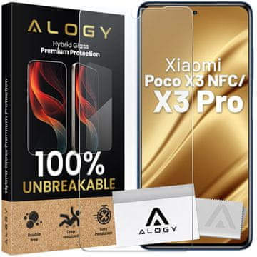 shumee Nerazbitno hibridno steklo za Xiaomi Poco X3 NFC / X3 Pro za zaslon, hibridno Alogy Flexi Glass 9H ohišje, prijazno ravno za zaslon