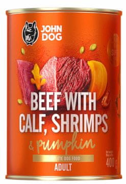 John Dog John Dog | Pumpkin line | Odrasli 400g - Govedina s teletino, kozicami in bučo 400g