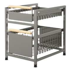 Kuhinjski organizator z 2 izvlečnima jeklenima košarama XL 29,5 x 39 x 42 cm